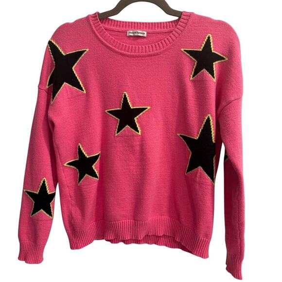 Theo & Spence Pink Star Sweater Size Small Y2K 90's Retro - Picture 1 of 5